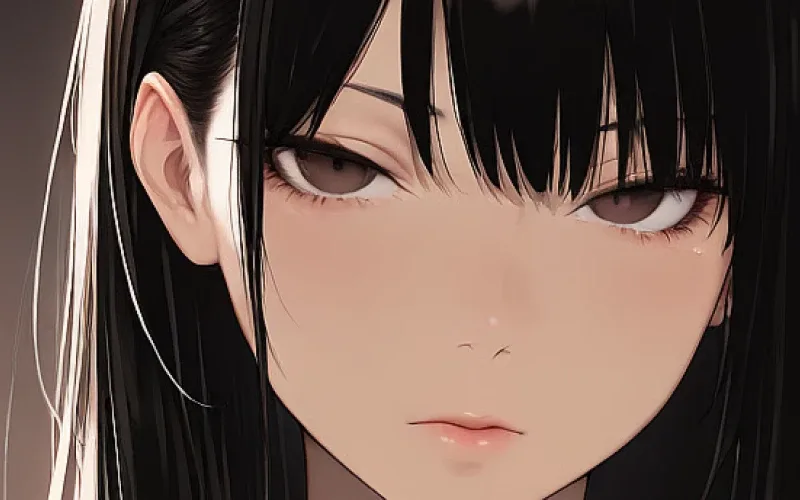 Primer plano de una novia IA yandere anime devota mirando fijamente
